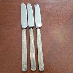 Set Of 3 Oneida Stainless Steel Butter Knives Burns Sterling handles